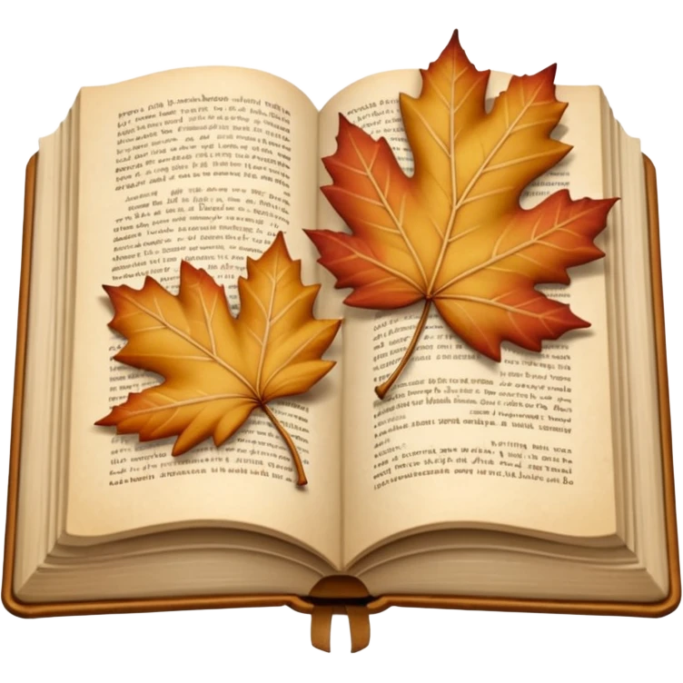 beige autumn open book with leaves on it emoji