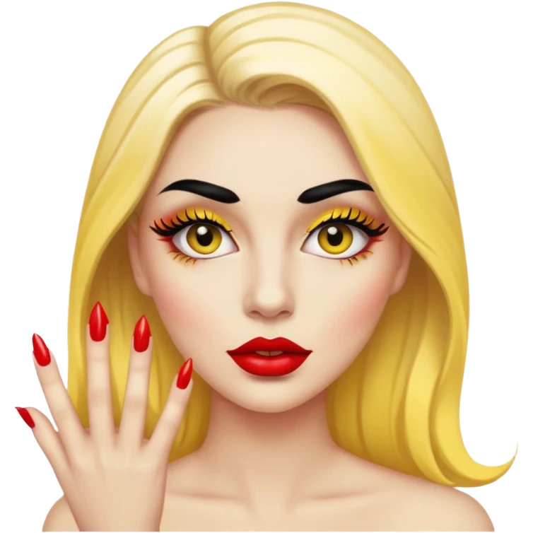 Baddie with nails and lashes ios yellow face big lips big long lashes  emoji
