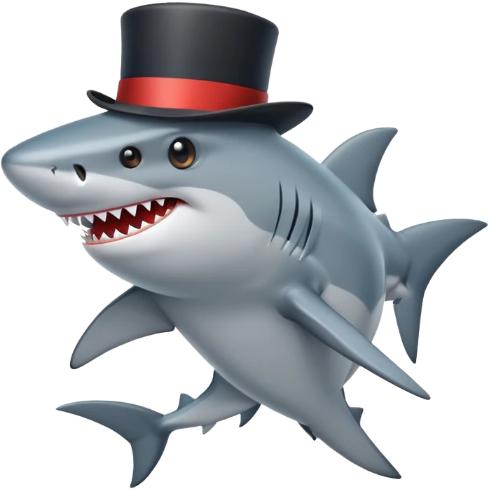 Shark with a top hat emoji