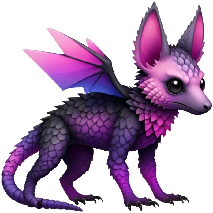 Cool Edgy Black-pink-purple-gradient badass Trico-animal-creature full body emoji