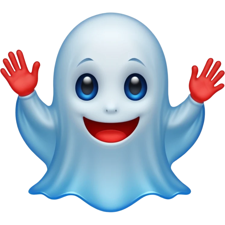 Cute red ghost character with blue eyes emoji