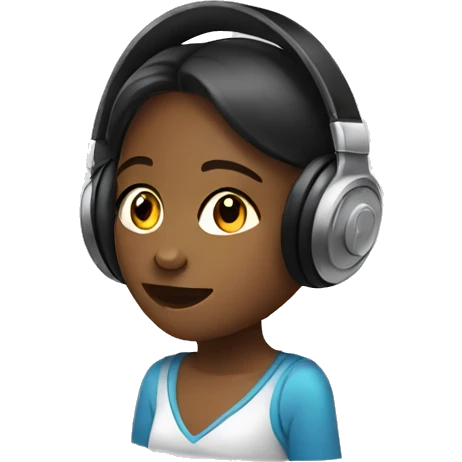 Girl listening a music on headphones  emoji