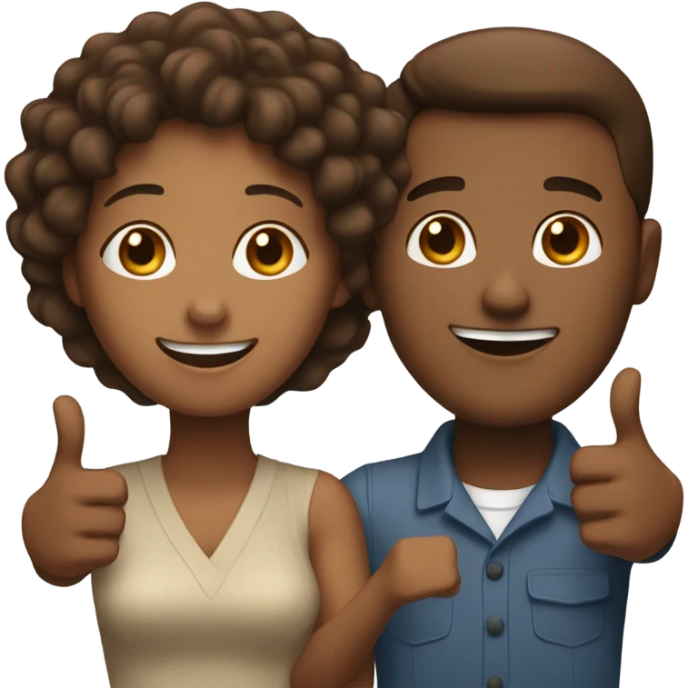 happy brown wonam and man hands up emoji