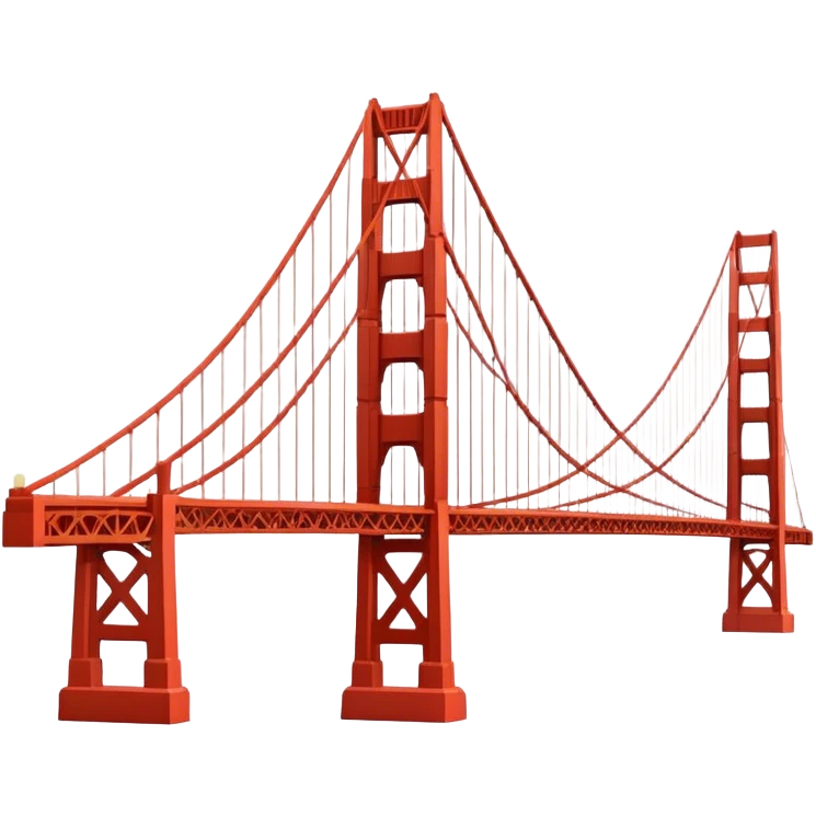 Cinematic Realistic Golden Gate Bridge Landmark Emoji, depicted with the iconic suspension bridge rendered with rich detail and vibrant, dynamic lighting. emoji