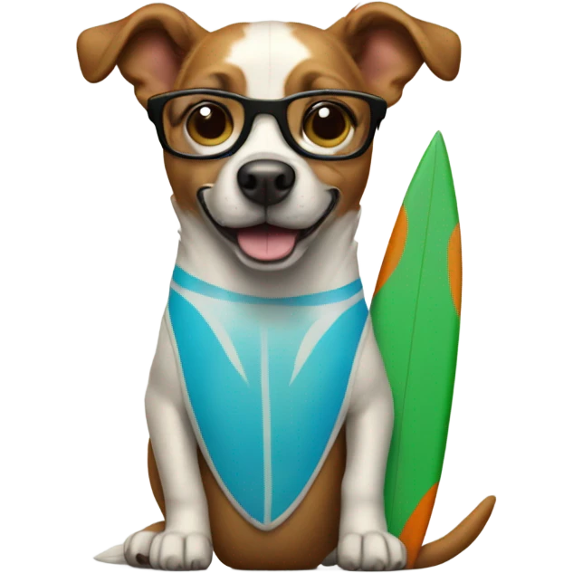 Dog with glasses and surfboard emoji