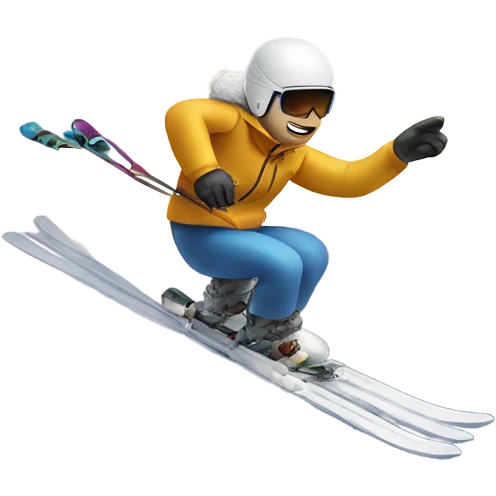 Airplane on snow skis going down a mountain emoji