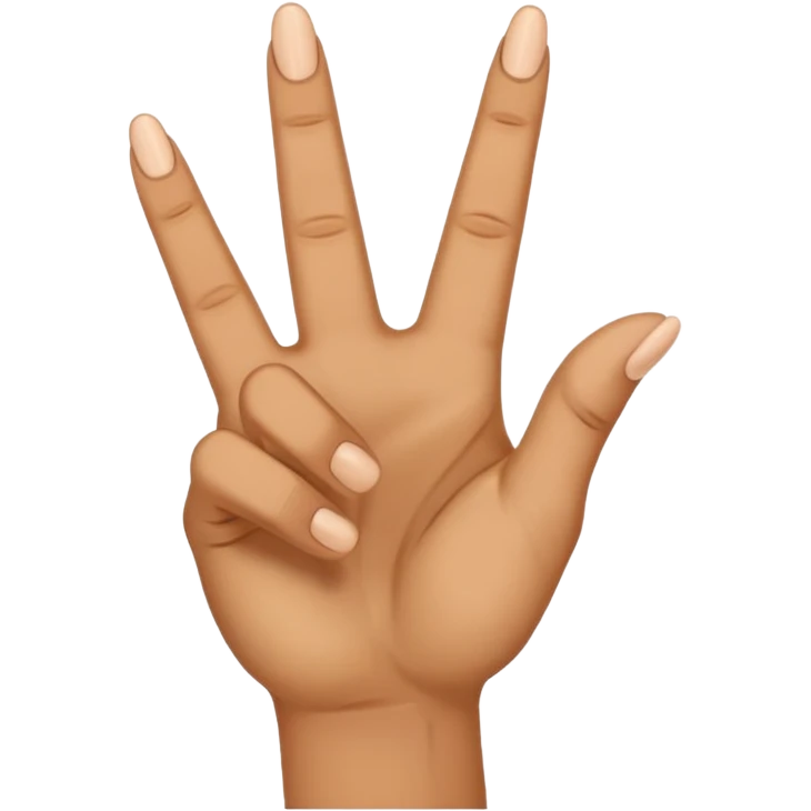 Una mano haciendo la w con los dos dedos de inmedio cruzados  emoji