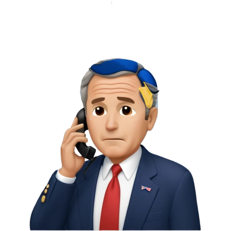  emoji of the world trade center with a plane crashed into it and george bush on a phone in front of them emoji