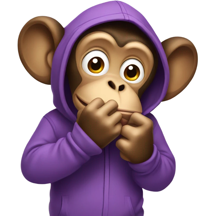 monkey picking his nose wearing a purple hoodie emoji