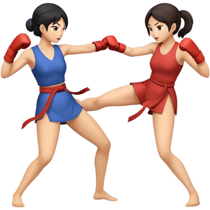 two asian woman fighting each other  emoji