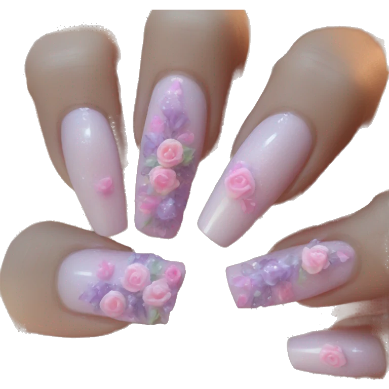 5 acrylic fingernails painted delicate emoji