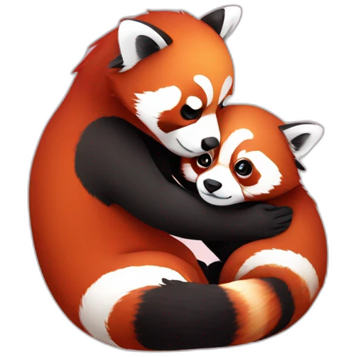 red panda hugging another red panda emoji
