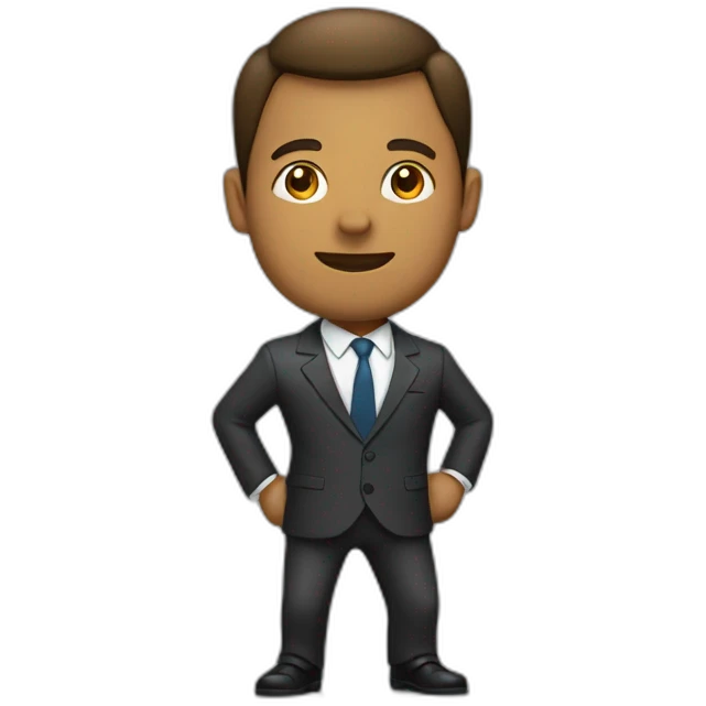 man in suit stretches forward his body straight emoji