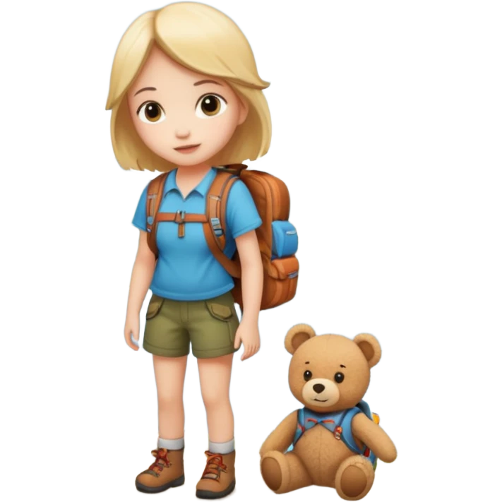 Girl Teddy bear camping emoji