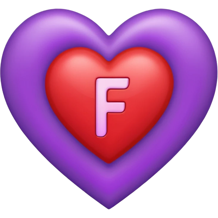 un corazon rojo CON LA LETRA F  DE COLOR LILA EN EL CENTRO emoji