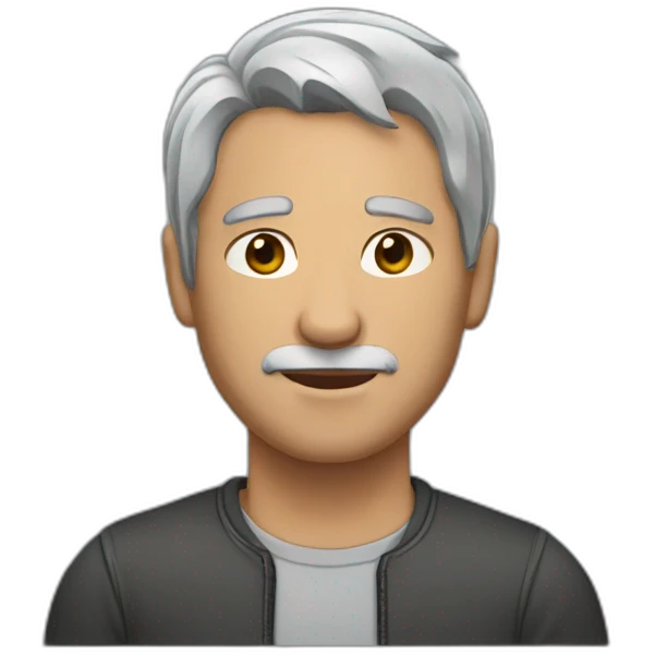 A man with wolf cut and a gray hair  emoji