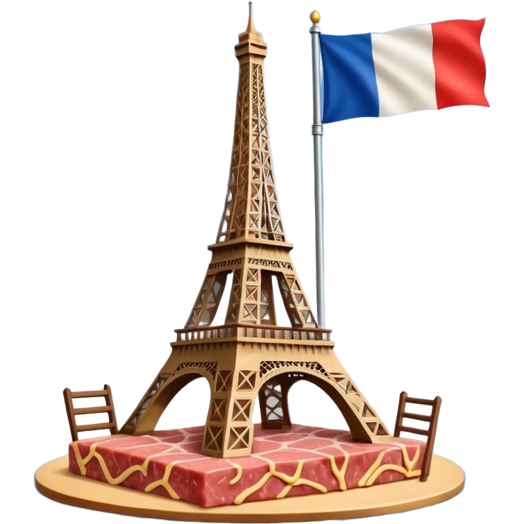 Spam meat Eiffel tower and French flag surrealist painting  emoji