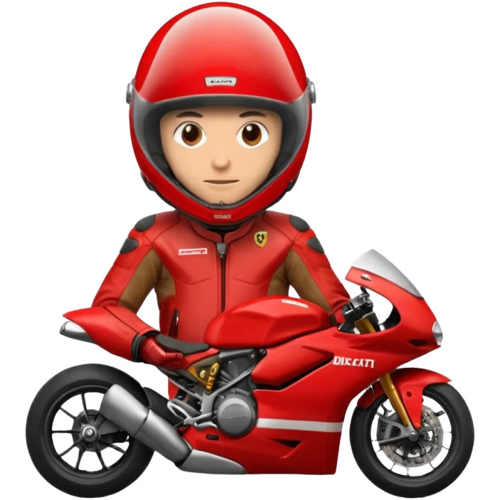 biker with red ducati full face helmet and red ducati suit emoji