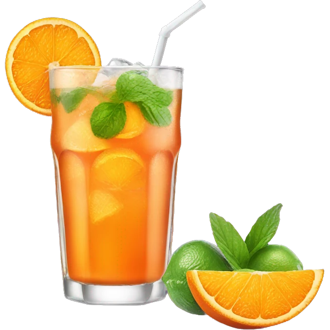 Cheers orange Fanta with mojito emoji