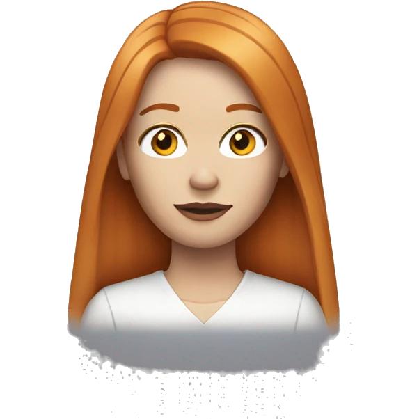 Ginger long straight hair with makeup emoji