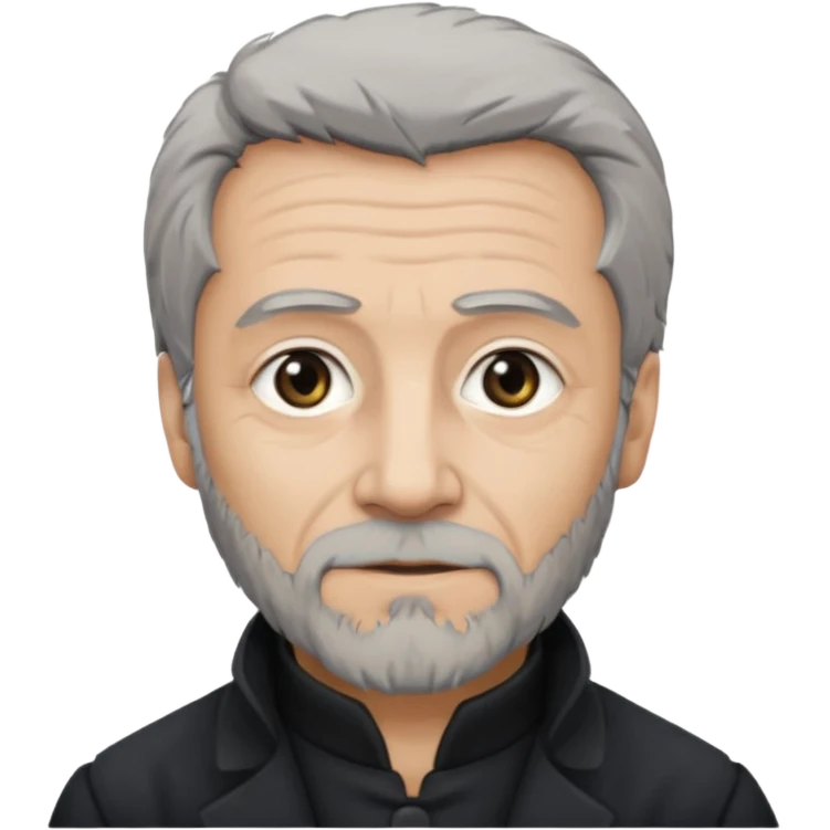 Jean Valjean From Les Miserables with light skin, gray eyes, Gray Hair, black outfit emoji