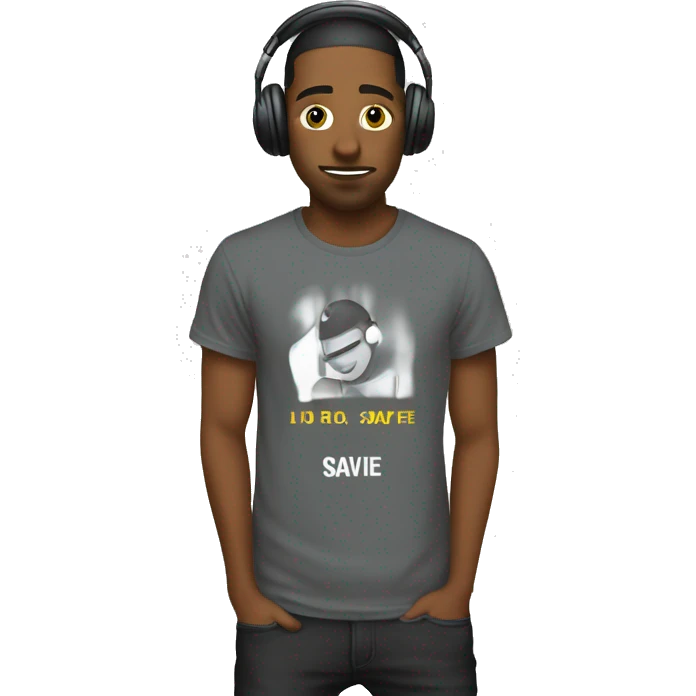 Dj wearing a t shirt that says ‘Savfe’ emoji