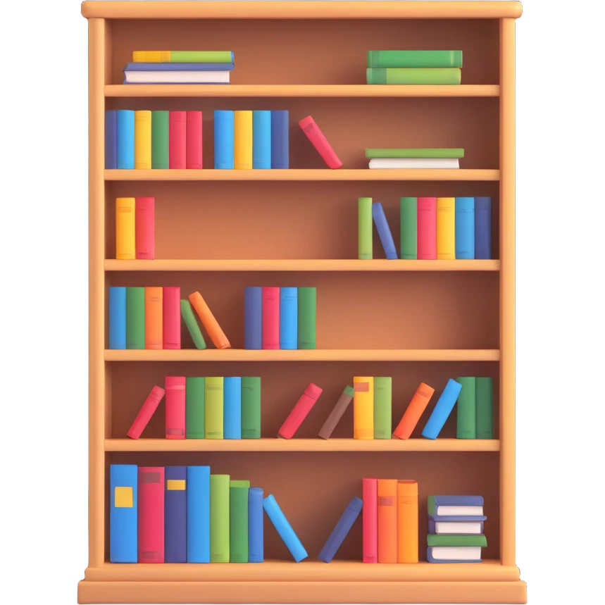 bookshelf with organized books emoji