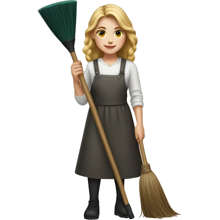 A  white girl that’s painting and has a broom in their other hand emoji