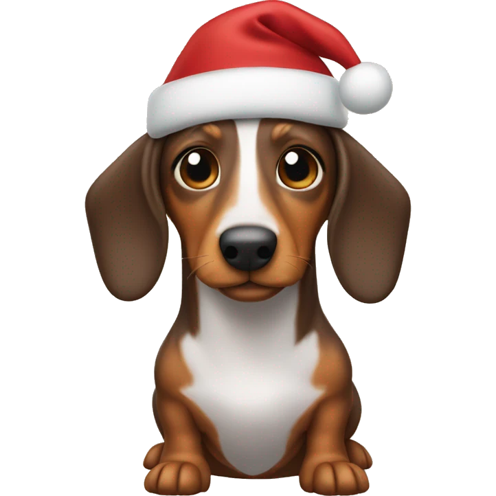 Wiener dog wearing a Santa hat emoji
