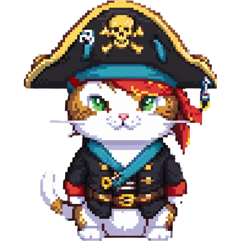 Skibidi cat dressed as a pirate in a Vietnam War setting emoji