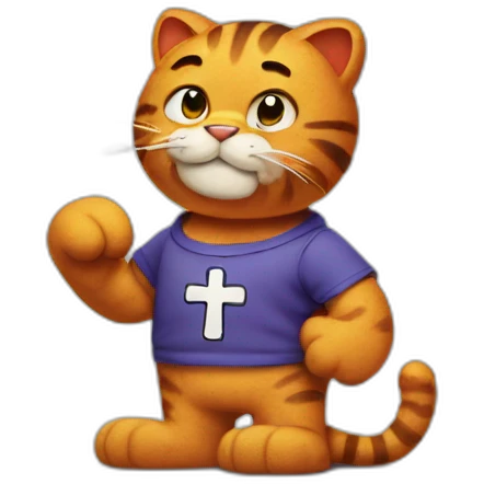 Garfield with a cross arm band emoji