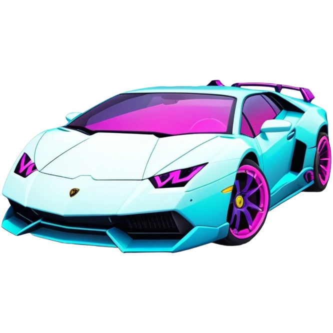neon Lamborghini with cyber punk emoji