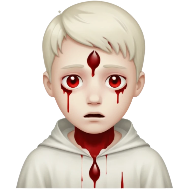 ghost boy face with blood tears emoji