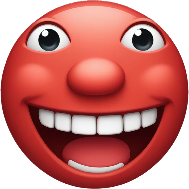 A very very very very big smile with red face emoji