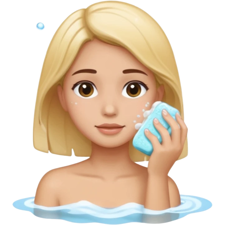puedes crear un sticker de una chica lavandose la cara emoji