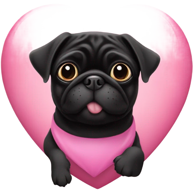 Black pug in a pink heart emoji