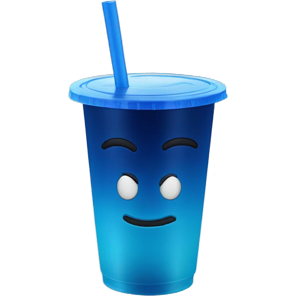 Dark blue ombré drink in plastic cup with a straw and lid emoji