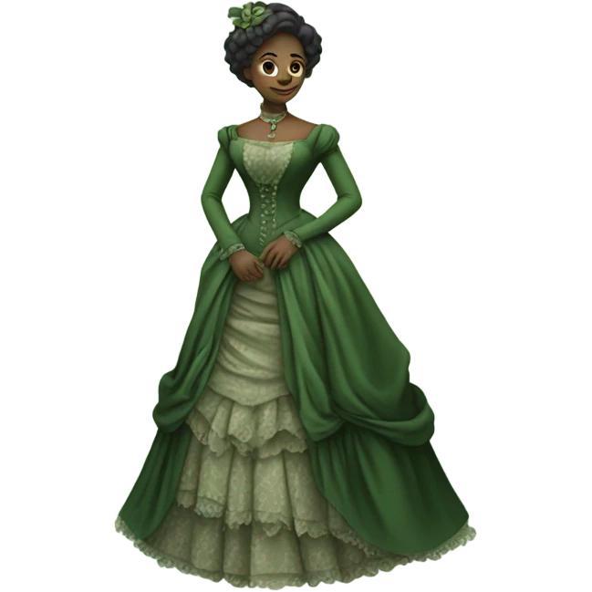 "green woman" galora in Victorian dress elegant, full body emoji
