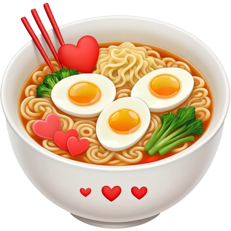 Ramen with hearts emoji