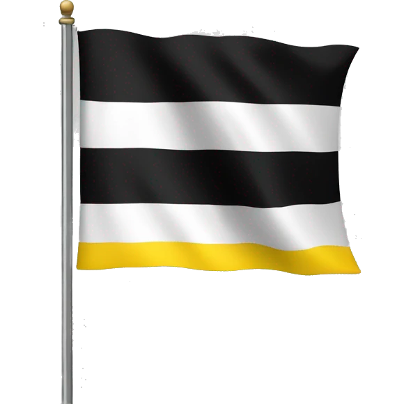 A flag that has a horizontal tricolor: black yellow and white emoji