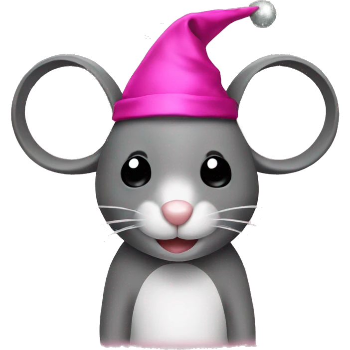 Mouse with pink christmashat emoji