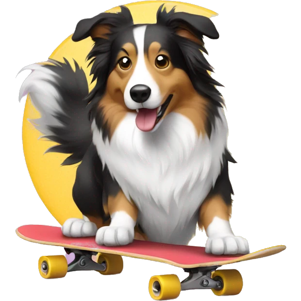 COLLIE on a skateboard emoji