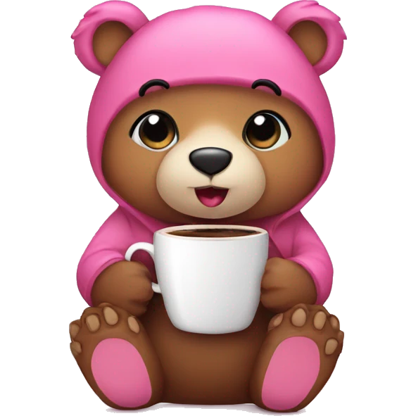 Bear pink with coffee  emoji