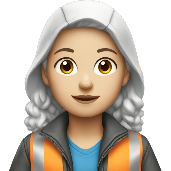Engineer girl blue jacket white skin emoji