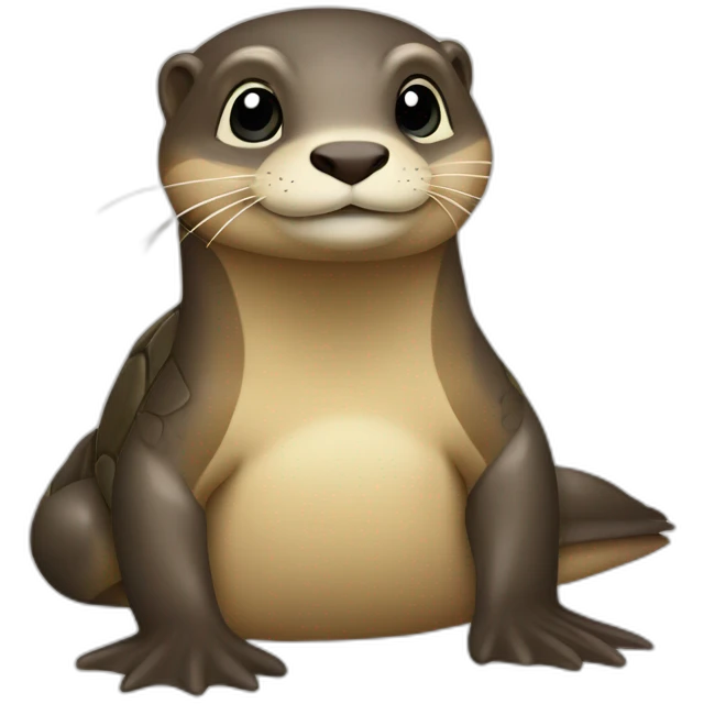 Une loutre sur une tortue emoji