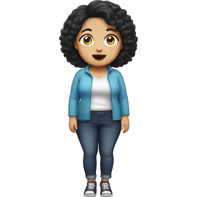 Southeast Asian girl, overweight, with black curly hair emoji