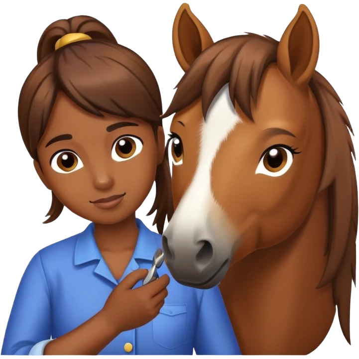 person grooming a pony emoji