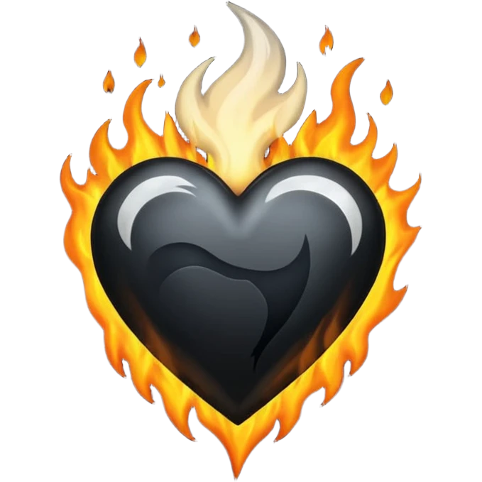 ❤️‍🔥 .. make the red heart white and flame to black. The structure should be as it is emoji