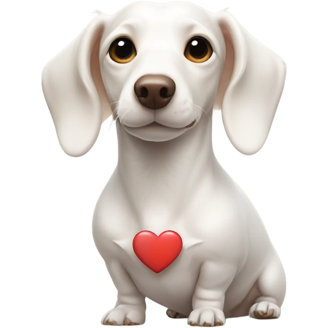 White dachshund with a heart next to it emoji