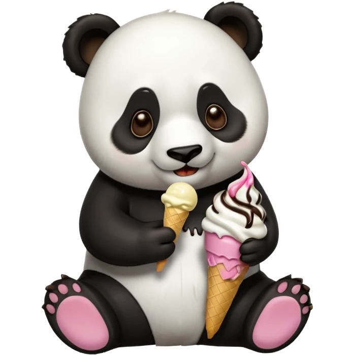 Panda eating ice cream emoji